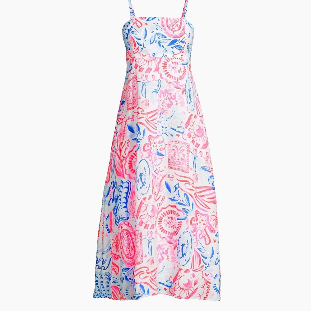 Lilly Pulitzer Vibrant Pink and Blue Maxi Dress